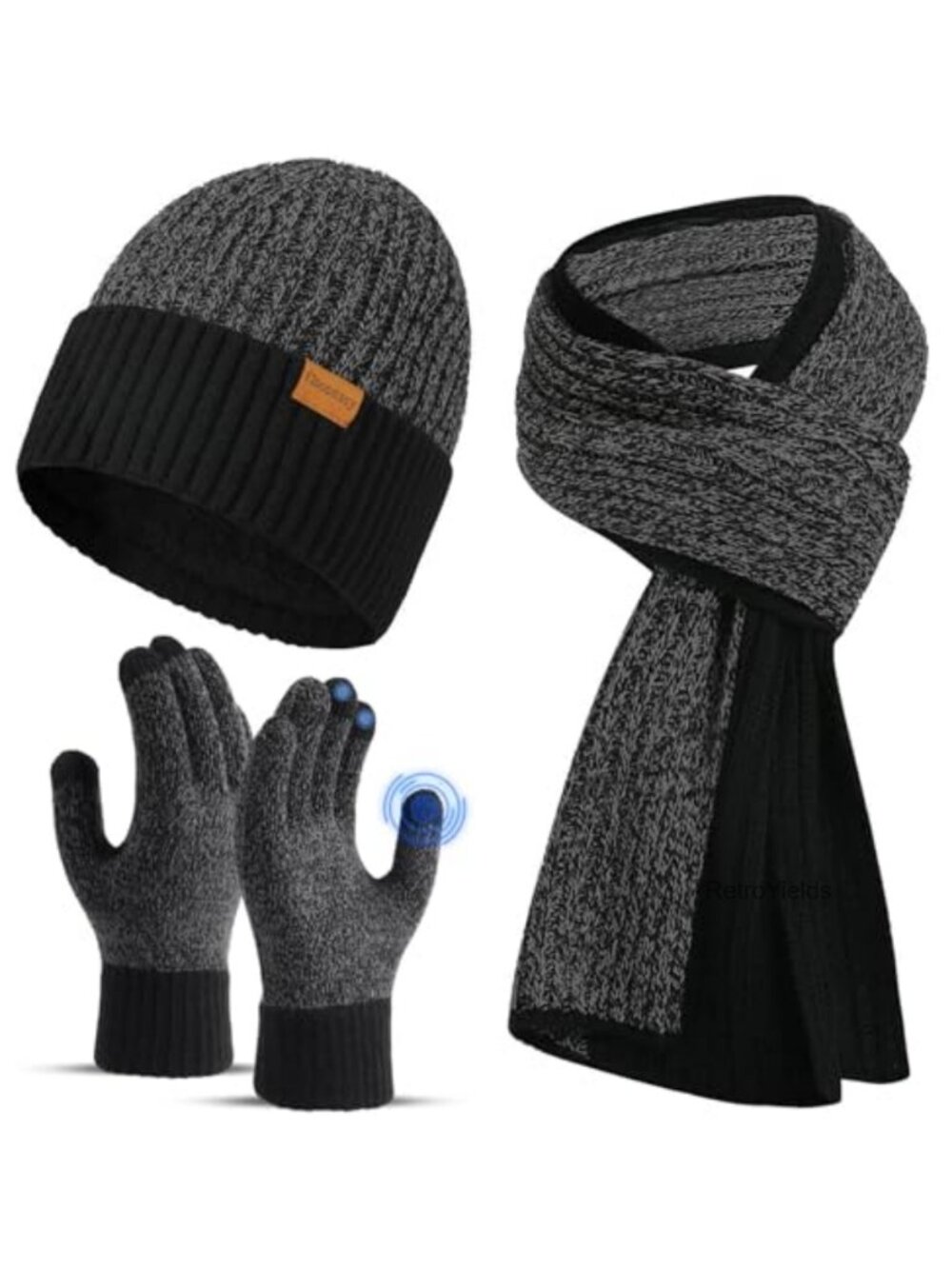 Winter Hat Scarf Gloves Set 3 Pc Knit Thermal Combo